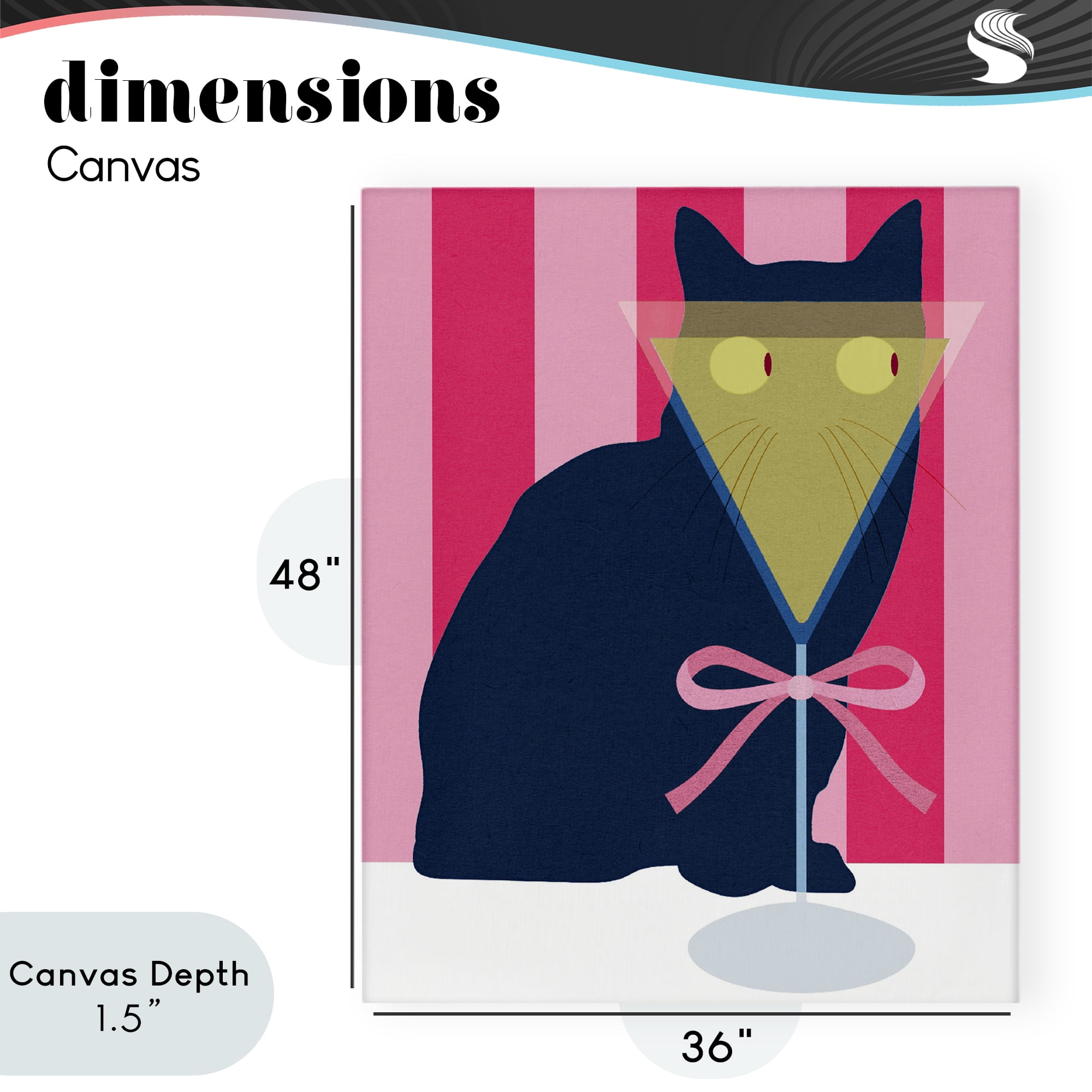 Stupell Industries Playful Striped Cat with Martini Canvas Wall Art, design by Lil' Rue