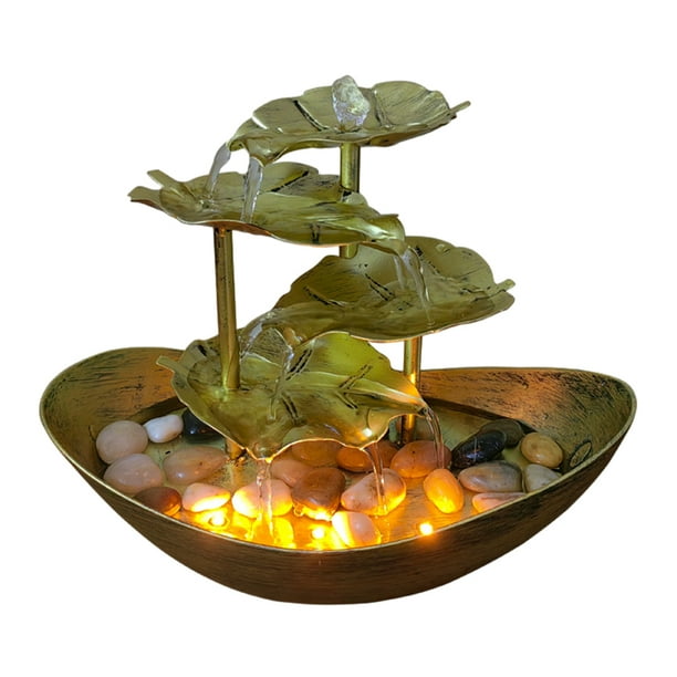 mmirethe Luxury Home Decor Lotus Leaf Flowing Water Tabletop Fountain