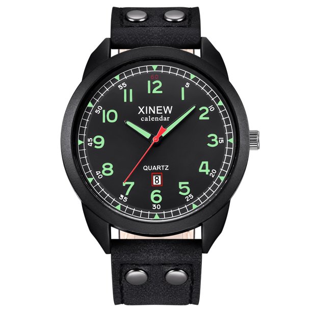 Fecha de cuero de los hombres fecha Casual de cuarzo analógico reloj de pulsera relojes de negocios relojes regalos elección de regalos Comprar 2 Barco 3