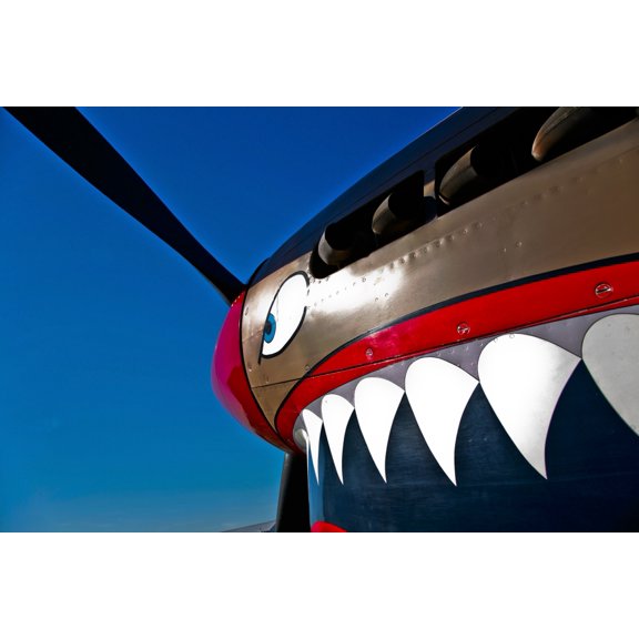 Nose art on a Curtiss P-40E Warhawk Canvas Art - Scott GermainStocktrek Images (18 x 12)