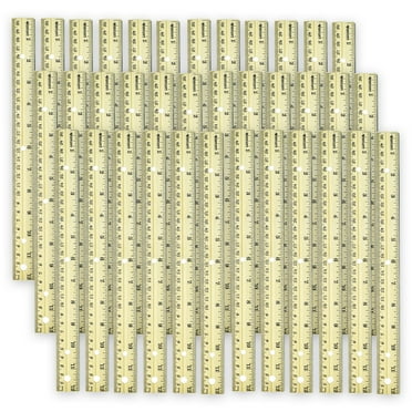 Westcott 12" Hole Punched Wood Ruler English and Metric With Metal Edge, Pack of 36