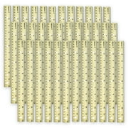 Westcott 12" Hole Punched Wood Ruler English and Metric With Metal Edge, Pack of 36