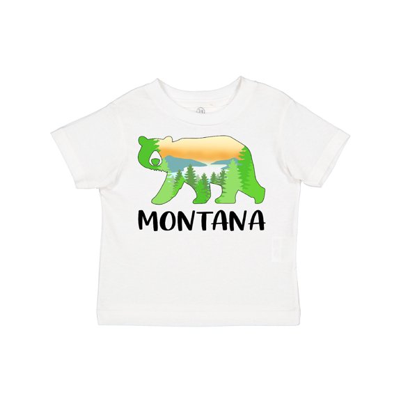 Inktastic Montana Lake and Trees in Bear Silhouette Boys or Girls Toddler T-Shirt