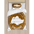 thumbnail image 1 of Singapore Duvet Cover Set Twin Size, Grunge Style Emblem Design of Mapping and Calligraphy on a Round Formation, Decorative 2 Piece Bedding Set with 1 Pillow Sham, Umber and White, by Ambesonne, 1 of 3