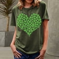 thumbnail image 4 of BLVB St. Patricks Day Shirt for Womens Cute Clover T-Shirt Shamrock Printed Shirts Short Sleeve Graphic Tees Tops Army Green 6, 4 of 4