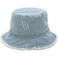 thumbnail image 3 of CoCopeaunts Denim Bucket Hat Retro Ripped Frayed Brim Basin Hat Fashion Street Comfort Fisherman Hat Spring Summer UV Protection, 3 of 8