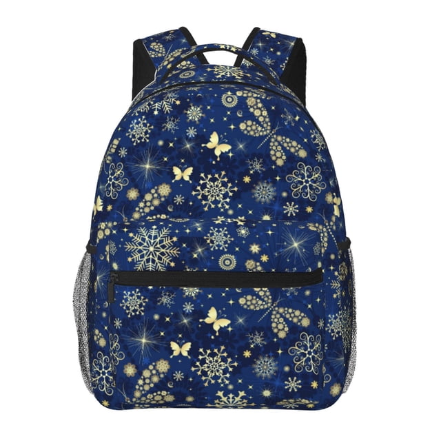 Easygdp Dark Blue Christmas Mochila Ergonómica Versátil para Laptop - Múltiples Bolsillos, Correas Ajustables, Unisex para Escuela, Viajes y Actividades al Aire Libre-One Size