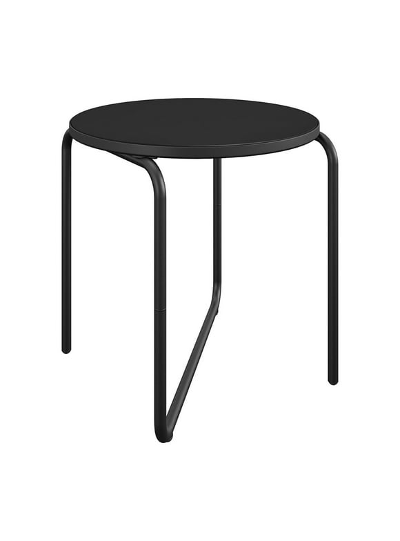 COSCO Modern Outdoor/Indoor 18 Round Glass Side Table, Dark Gray