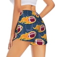 thumbnail image 3 of Vsdgher Burning Rugby Balls Print Women's Running Double Layer Shorts High Waisted with Pockets Elastic Yoga Workout Athletic Gym Sports, 3 of 8