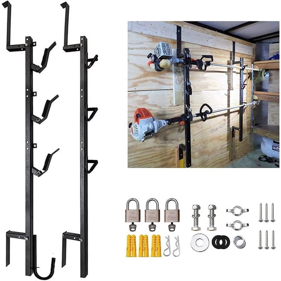 ELITEWILL 3 Place Trimmer Rack Weedeater Line Holder with Locks Compatible with Enclosed Trailers Landscaping Trucks