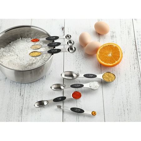 jars measuring spoons sided spice magnetic chef fits dual stainless steel spring