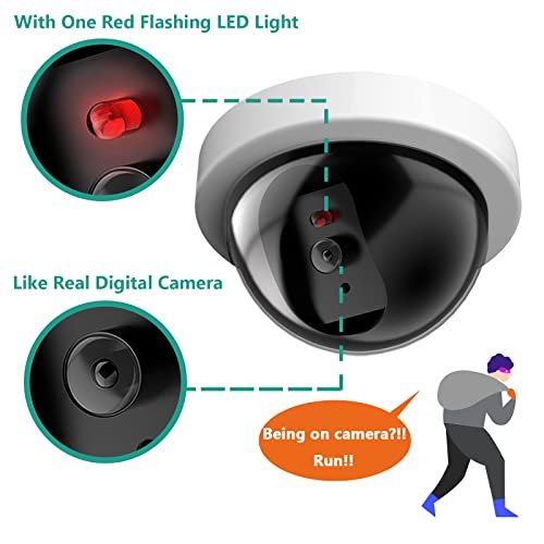WALI Dummy Cámara domo CCTV de seguridad falsa con luz LED roja interm