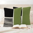thumbnail image 2 of Pack of 2 Sage Green Black Outdoor Pillow Covers Decorative, Waterproof Pillow Protector, Farmhouse Striped Modern Abstract Art Throw Pillowcases Accent Cushion Cases for Patio Couch Sofa 16"x16", 2 of 8
