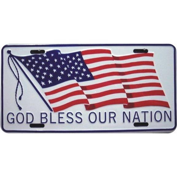 Hangtime God Bless Our Nation - Flag 6x12 License Plate