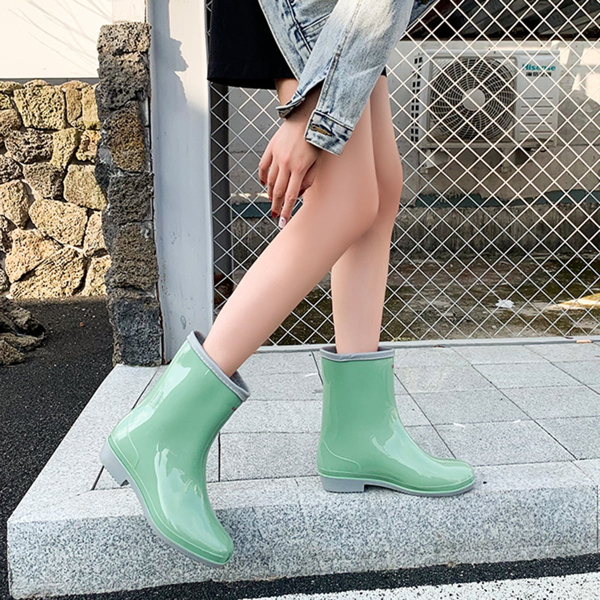 AUXDIQ Rain Shoes Women Mid-calf Boots Waterproof Rain Boots Outdoor Garden Shoes