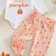 thumbnail image 4 of masbird Newborn Baby Girl Fall Winter Outfits Cute Ruffle Long Sleeve Ribbed Romper Top Bow Pants with Headband,Orange,12-18 M, 4 of 4