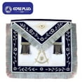 thumbnail image 5 of Past Master Blue Lodge Apron – Navy Blue with Silver Fringe Tassels & Hand Embroidery, Masonic Regalia with Adjustable Belt, 5 of 5