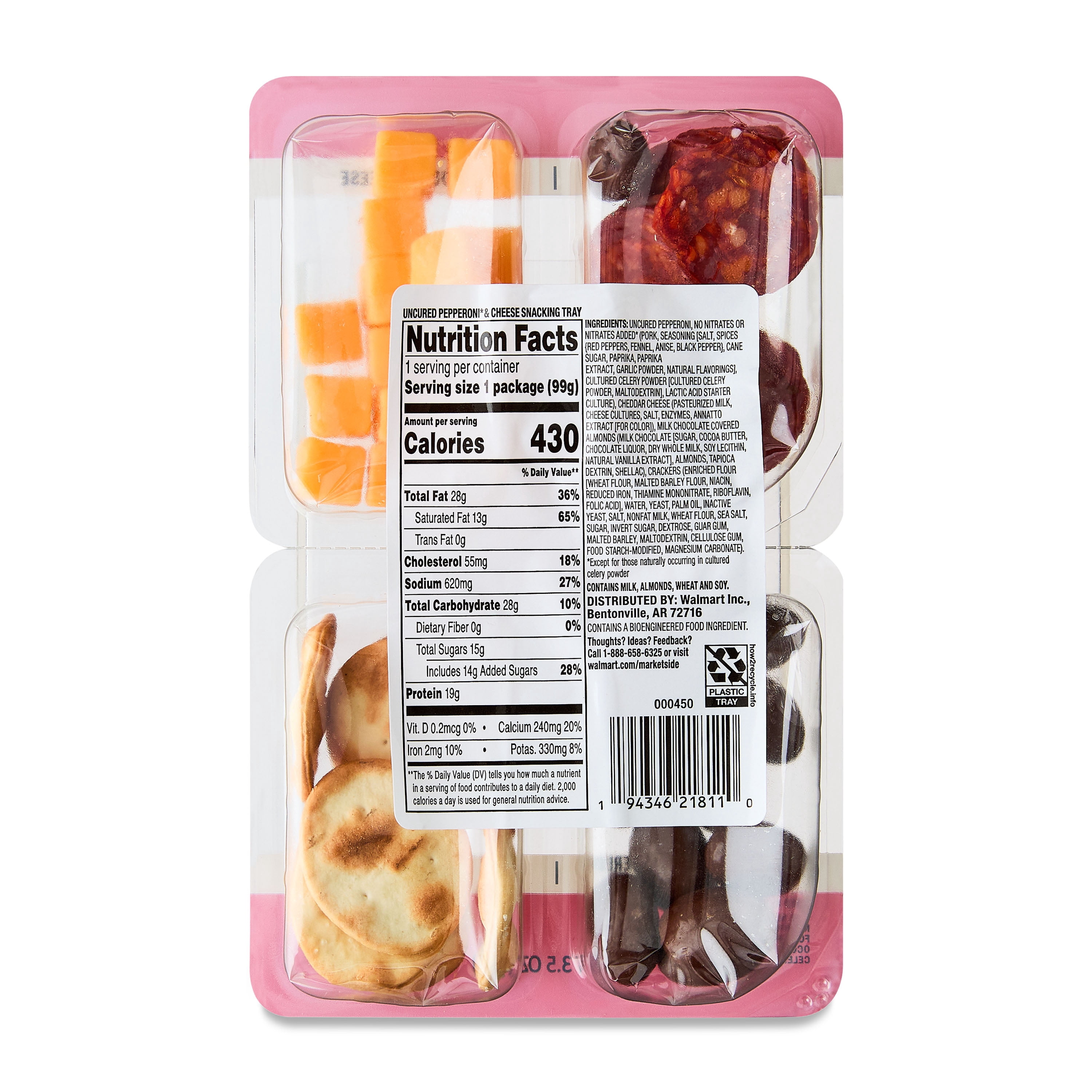 Marketside Uncured Pepperoni & Cheese Snacking Tray, 4 oz