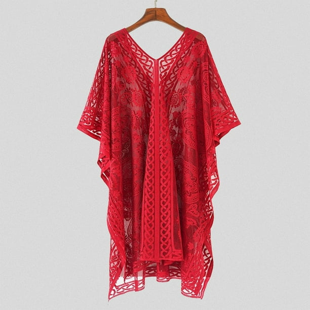 WILLBEST Traje de Baño para Dama, Falda con Borlas para Mujer, Ropa Europea y Femenina, Falda de Playa de Malla Hueca Sexy, Vestido para Cubrirse