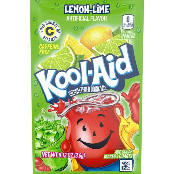 KoolAid Unsweetened Lemon Lime Artificially Flavored Powdered Soft Drink Mix, 0.13 oz Packet