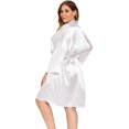 thumbnail image 4 of GFDYREE Women's Plus Size Satin Robes Plus Size Silky Kimonos Robes Sleepwear,Short, 4 of 5