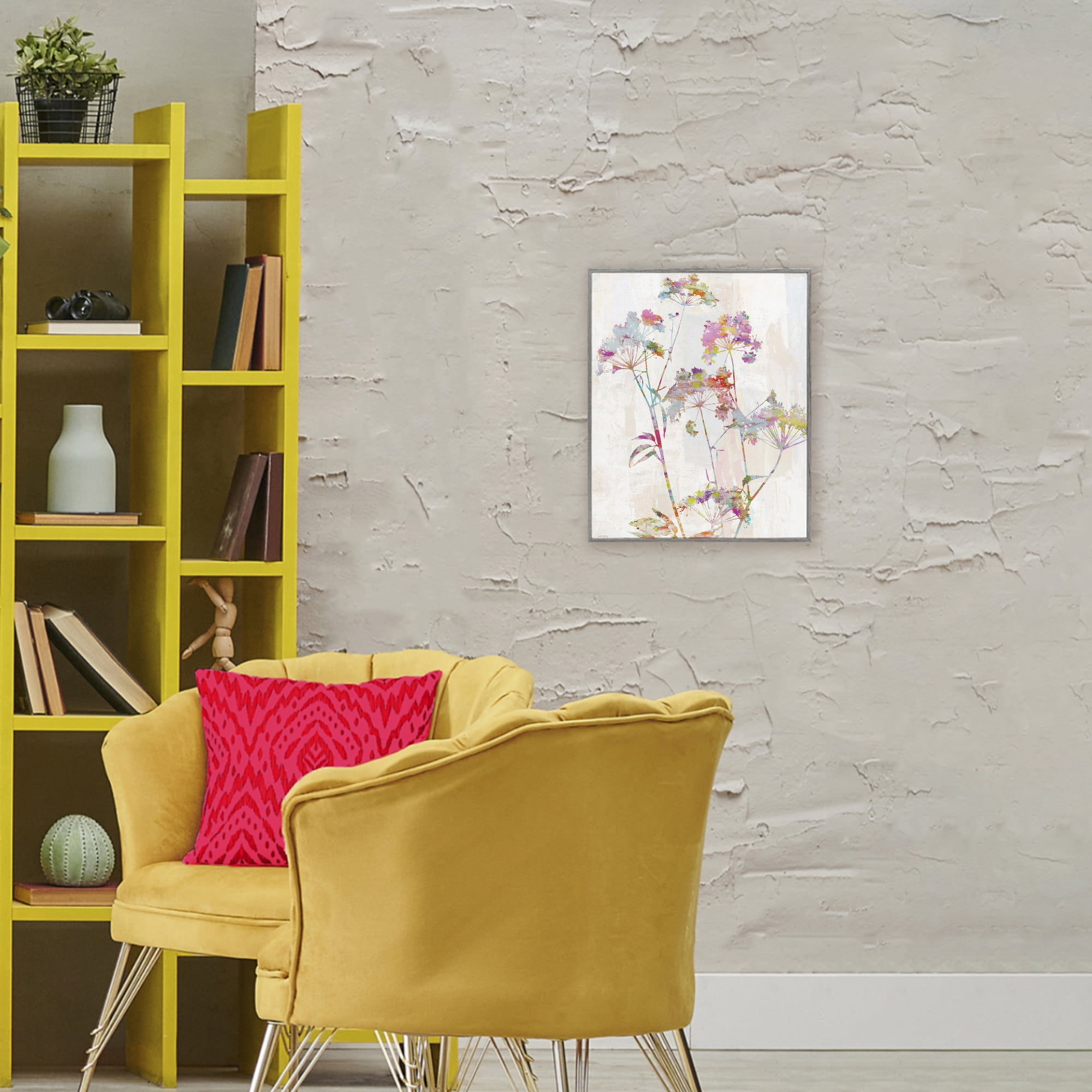 Kaleidoscopic Delicate Herbs Gray Framed Giclee Art, design by Amber Sterling