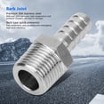 thumbnail image 2 of 2-Pack 304 Stainless Steel BSPT 1/2" Male Thread Barb Quick Coupling Connectors - 10mm Size for Pneumatic Equipment, Compressed Air Conveyance, Rustproof, High Pressure/Temperature Resistant, Easy, 2 of 6