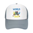 thumbnail image 2 of World Down Syndrome Day Awareness T21 Teacher Trucker Hats Gray One Size Adjustable Snapback Hat, 2 of 5