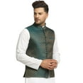 thumbnail image 3 of Men Designers Green & Gold Nehru Jacket Indian Traditional Bollywood Style Brocade Woven Embellishe, Size: 48, 3 of 6