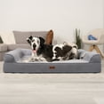 thumbnail image 3 of FurHaven Plush & Embossed Velvet Dreamer Orthopedic Sofa Pet Bed for Dogs and Cats - Steel Blue, Jumbo Plus, 3 of 11