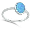 thumbnail image 4 of CHOOSE YOUR COLOR Light Blue Simulated Opal Oval Ring .925 Sterling Silver Band CZ Female Size 6, 4 of 4