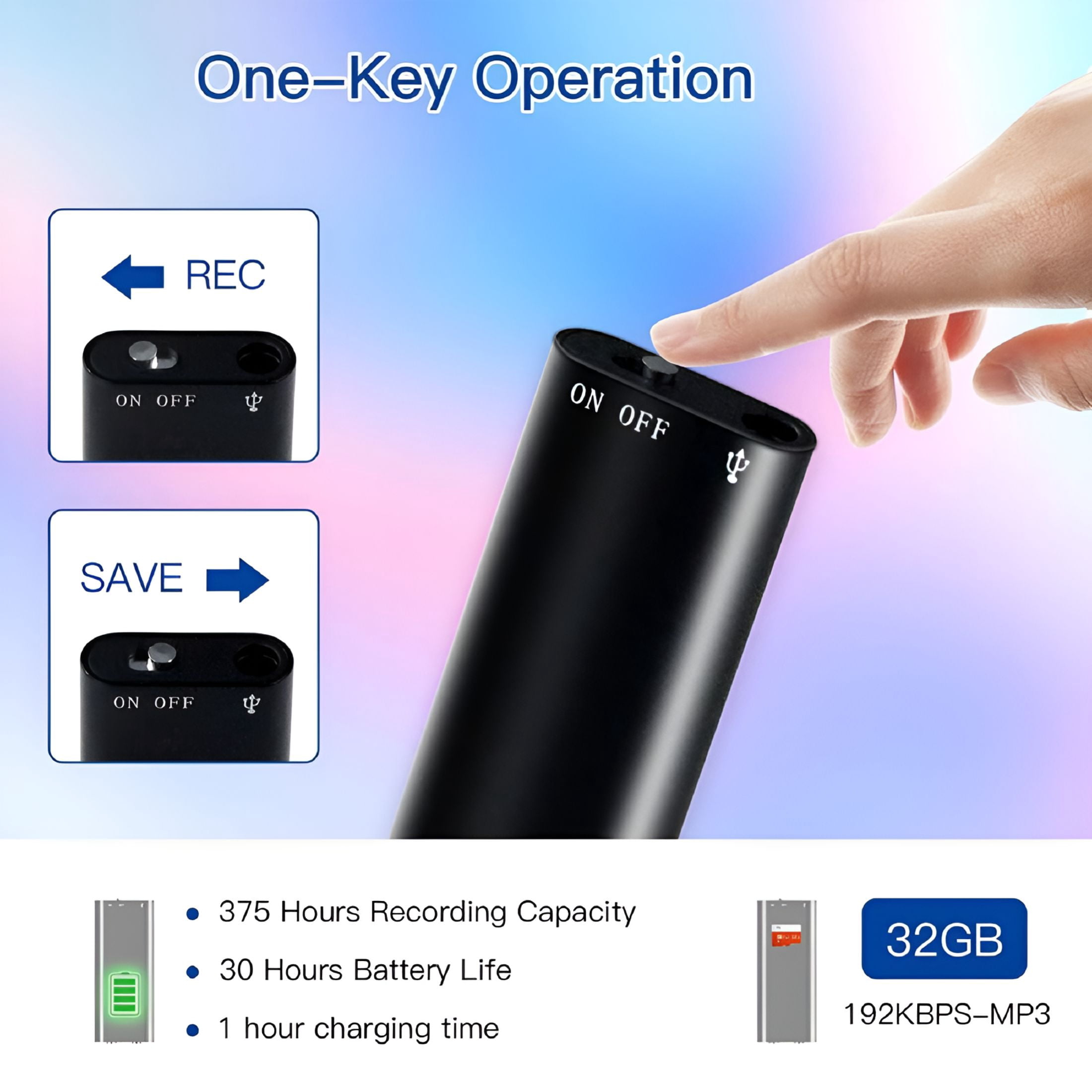 GJX 2026 New 32Gb Mini Voice Activated Recorder with Playback,Black,For Recording,Meetings,Interviews,Lectures,Personal Use,Voice Memos