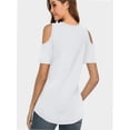 thumbnail image 2 of Womens Summer Shirts V Neck Criss Cross Cold Shoulder Tops Blouse, 2 of 4