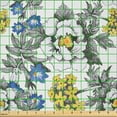 thumbnail image 2 of Ambesonne Garden Fabric by the Yard Microfiber, Peony Hydrangea Violets, 3 Yards, Dark Grey Yellow, 2 of 2