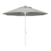 Pemberly Row Skye 9' White Patio Umbrella in Sunbrella 1A Granite