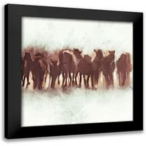 Meneely, Dan 20x20 Black Modern Framed Museum Art Print Titled - Team of Brown Horses Running