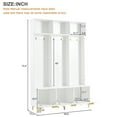 thumbnail image 3 of 75.4" Large Storage Hall Tree, Modern Multi-Functional Storage Bench with High Gloss Fluted Doors, Luxurious Coat Rack with 6 Gold Hooks, Tall Storage Cabinet for Living Room, Living Room, White, 3 of 9