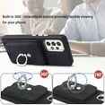 thumbnail image 5 of Compatible with Samsung Galaxy A53 5G Card Slot Back Case, 360 Degree Rotatable Ring Stand Plating Button PU Leather Support Magnetic Car Mount Phone Case Cover for Samsung Galaxy A53 5G, Black, 5 of 13