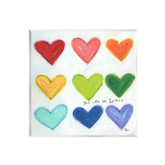 Stupell Industries You Are So Loved Rainbow Hearts Painting Unframed Art Print Wall Art, Design by Alli Rogosich