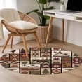 thumbnail image 4 of Country Patch Plaid Round Area Rug 4Ft Washable Circle Rugs for Bedroom Dining Room, Brown Farmhouse Retro Bear Deer Cabin Non-Slip Carpet Floor Mats Indoor Outdoor Carpet Runner Aesthetic Home Decor, 4 of 8