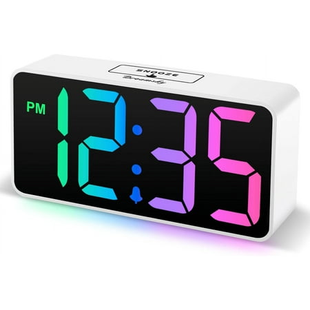 Dream Sky Small Digital Alarm Clock for Bedroom, RGB Desk Kid Girl | Electric with Large Numbers