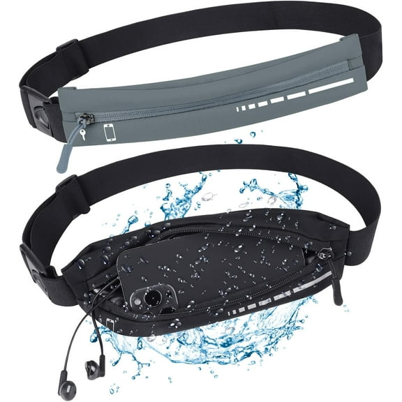 2 PCS Slim Running Belt Fanny Pack Running Phone Holder Runners Pouch Waist Pack for Workout Money Belt Running Gift Gear Accessories for Women Men Walking Hiking Cycling