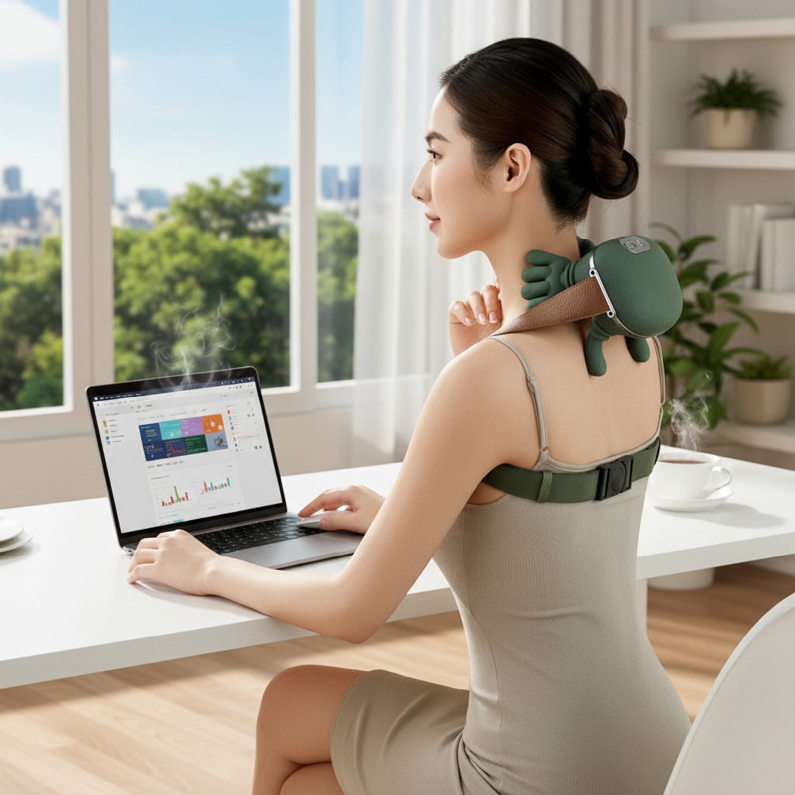 Heated Massager, Portable Shiatsu Neck and Back Massager, Electric Deep Tissue 4D Kneading Massage, Simulated Human Hand Design for Pain Relief and Muscle Relax