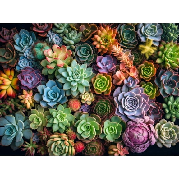 Succulent Symphony: 1000 Piece Jigsaw Puzzle for Adults - Eco-Friendly, Colorful Artwork Puzzle by Cross & Glory - Brain Teasing Fun & Perfect Wall Art