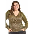 thumbnail image 4 of Blusa efecto metalico Roman Fashion /Tallas Extras, 1883 (Dorado) dorado 36, 4 of 7