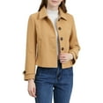 thumbnail image 1 of ABRIGO CORTO DE MUJER PEACOAT CON CUELLO CAÍDO Y CIERRE DE BOTONES EN COLOR CAQUI TALLA M, 1 of 8