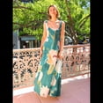 thumbnail image 4 of Vestido Fluido Sin Mangas con Cuello Cuadrado y Estampado Floral para Mujer. Vestido Maxi de Corte A. Verde XL, 4 of 10