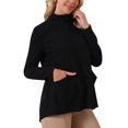 thumbnail image 4 of Suéter de cuello alto de punto para mujer INSPIRE CHIC, con bolsillo, de manga larga, casual, otoño e invierno, color negro, talla S, 4 of 6