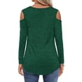 thumbnail image 4 of MEICHEN Spring and Summer Women's Clothing Color Cotton Fashion Solid Color Strapless Long Sleeved T Shirt, 4 of 6