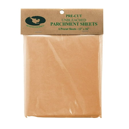 Pre-Cut Half-Size Non-Stick Parchment Paper (6 Sheets), Made in America, 12" x 16", Beyond gourmet's non-stick parchment paper sheets keep foods from sticking.., By Beyond Gourmet